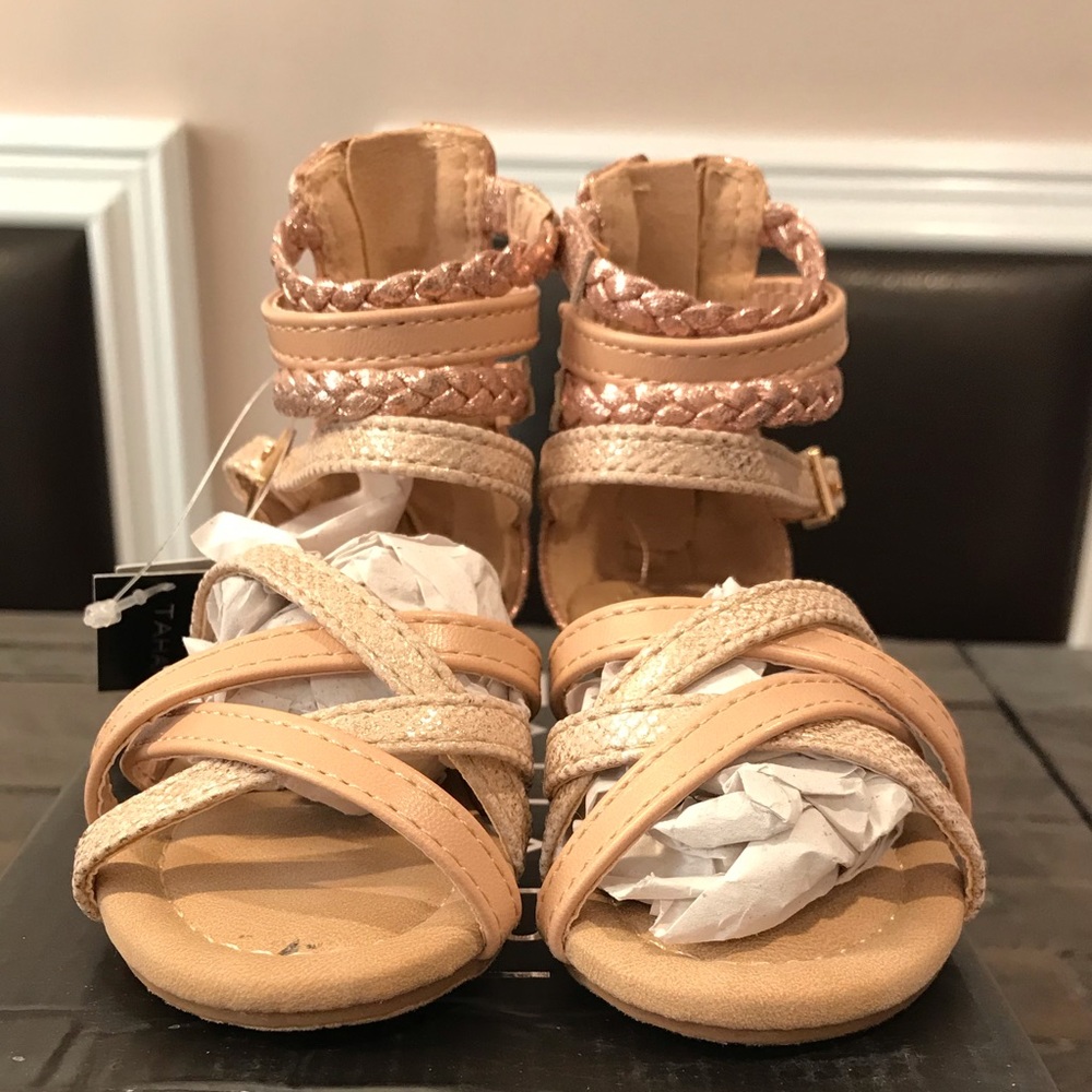 Tahari toddler gladiator sandals zip up back NIB
